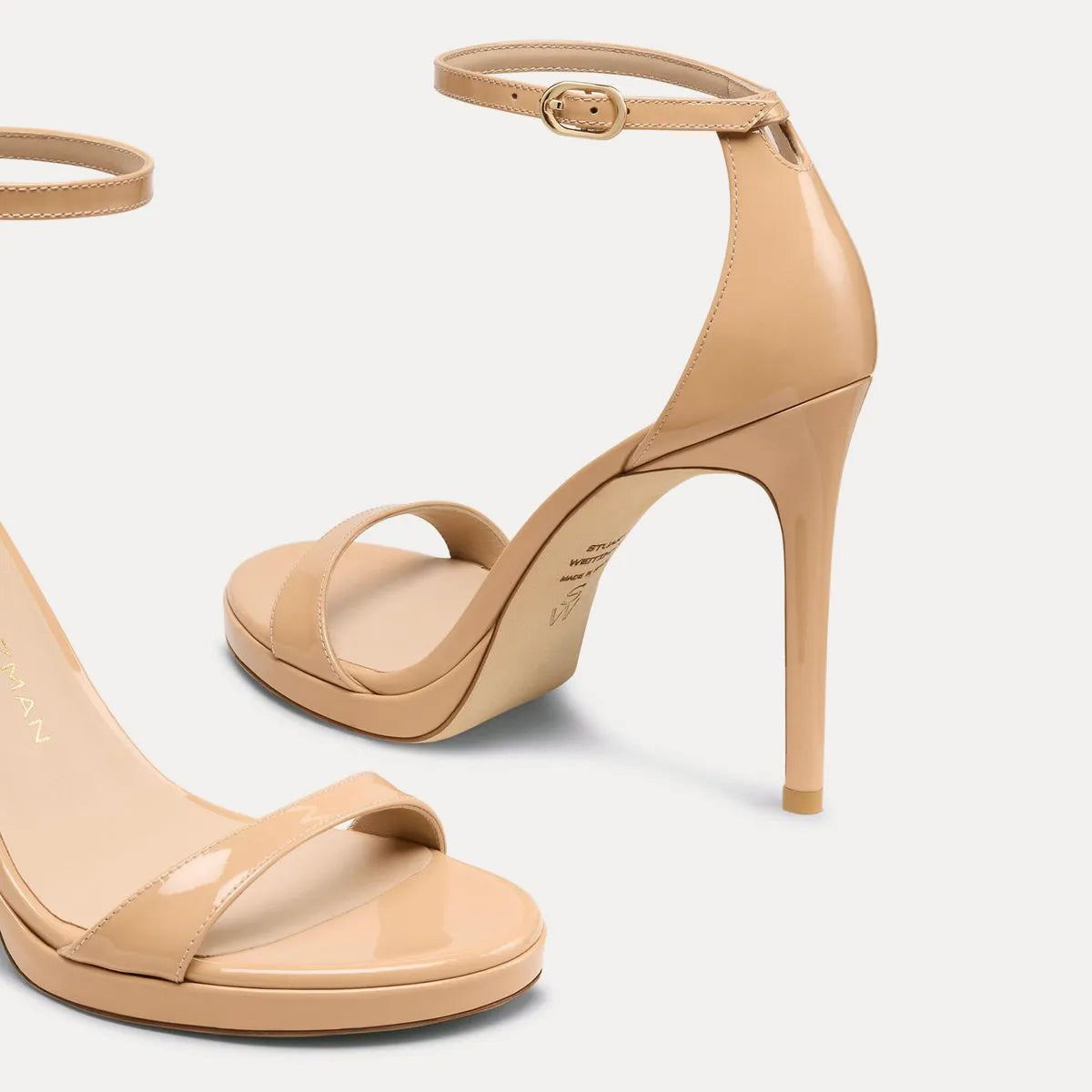 Nudist Platform Sandal - Adobe Beige Patent Leather