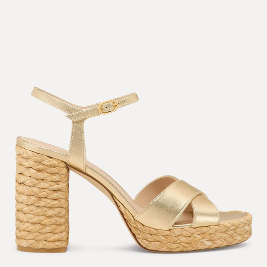 Dayna Platform Sandal 110 - Golden Leather & Jute