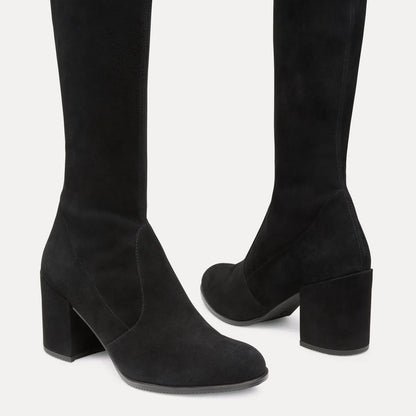Tieland Over-the-Knee Boot - Black Stretch Suede
