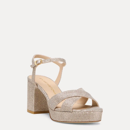 Dayna Platform Sandal 80 - Poudre Lamé Fabric