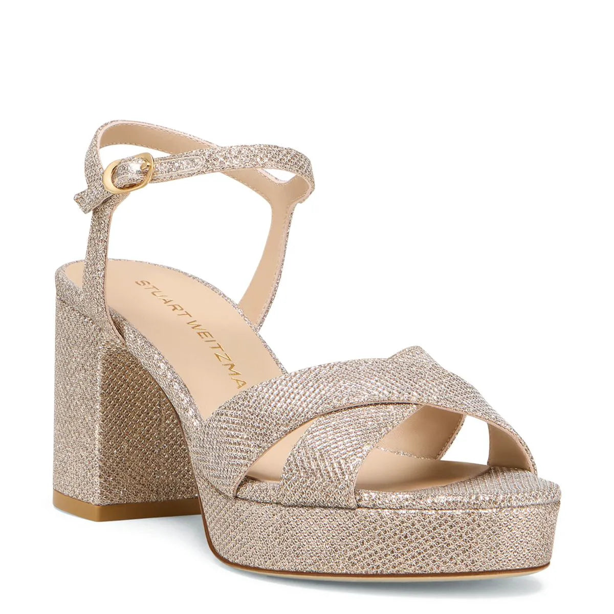Dayna Platform Sandal 80 - Poudre Lamé Fabric