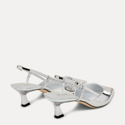 Vinnie Slingback Pump 50 - Silver Leather