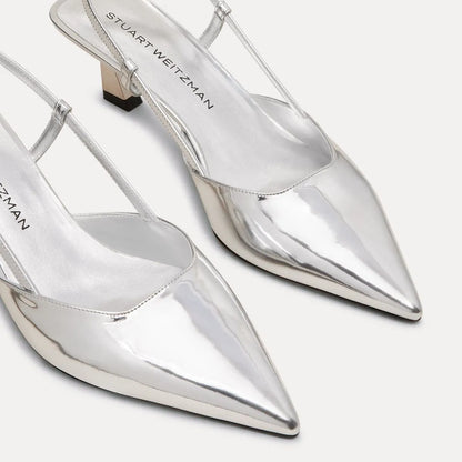 Vinnie Slingback Pump 50 - Silver Leather