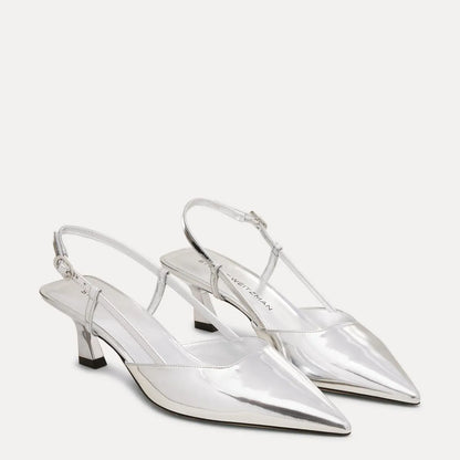 Vinnie Slingback Pump 50 - Silver Leather