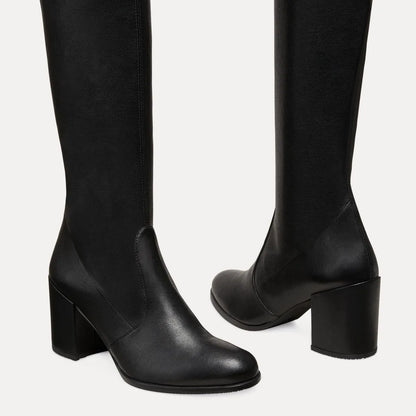 Tieland Over-the-Knee Boot - Black Stretch Leather