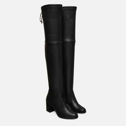 Tieland Over-the-Knee Boot - Black Stretch Leather