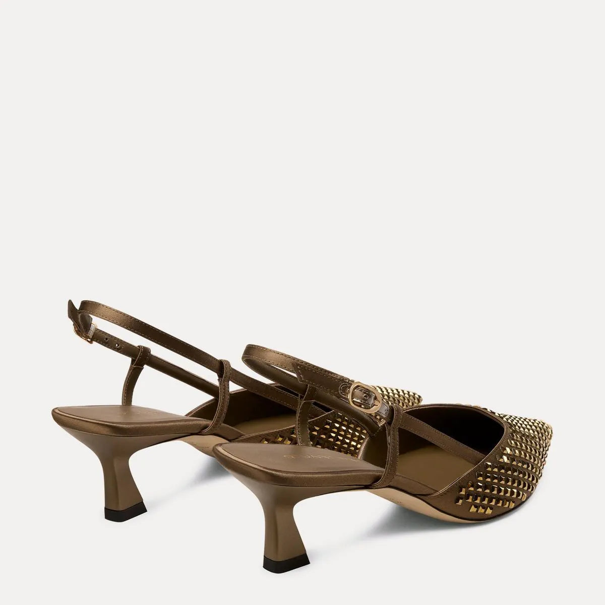 Vinnie Radiant Slingback Pump 50 - Golden Olive Crystals & Satin