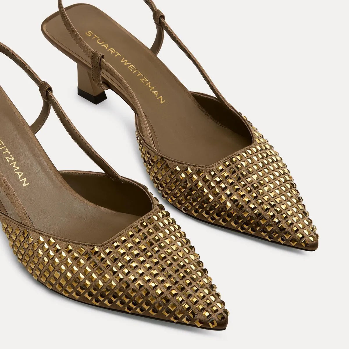 Vinnie Radiant Slingback Pump 50 - Golden Olive Crystals & Satin