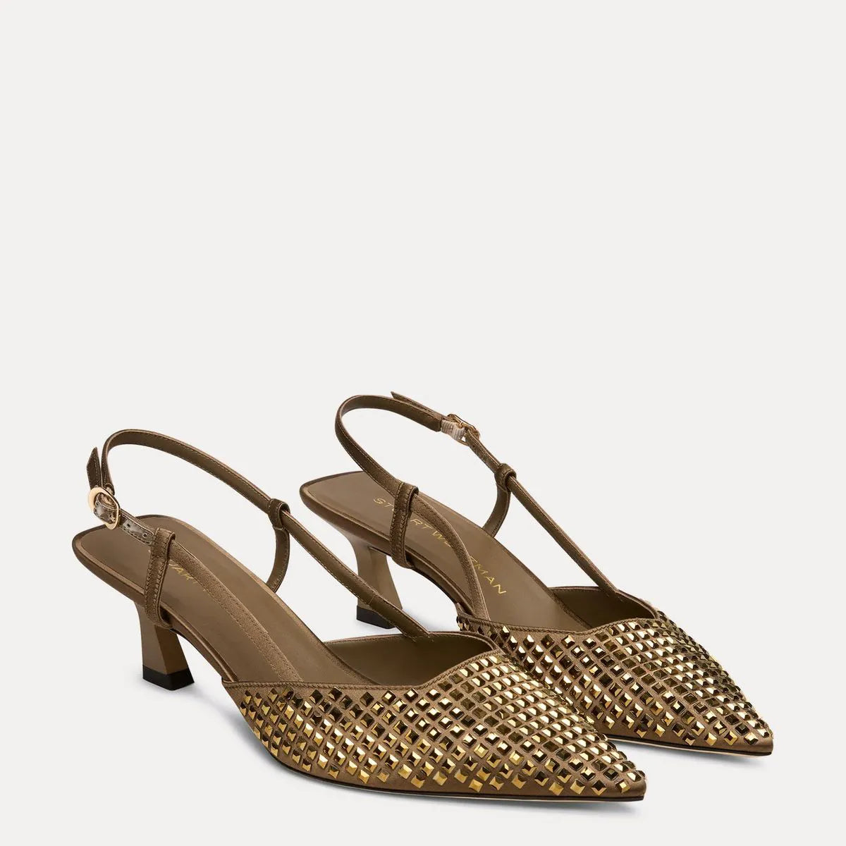Vinnie Radiant Slingback Pump 50 - Golden Olive Crystals & Satin