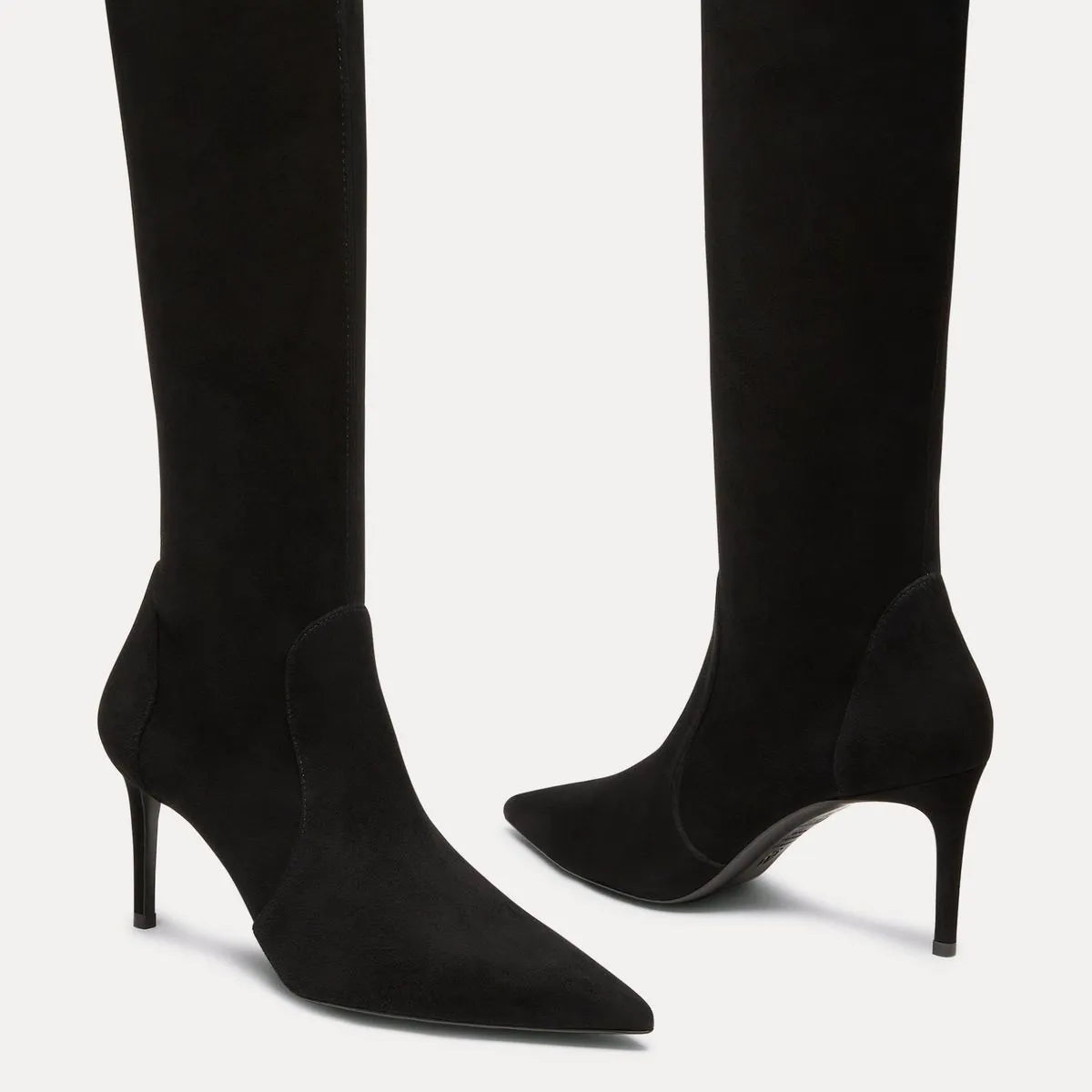 Stuart Power Knee-High Boot 75 - Black Stretch Suede