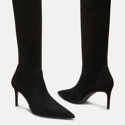 Stuart Power Knee-High Boot 75 - Black Stretch Suede