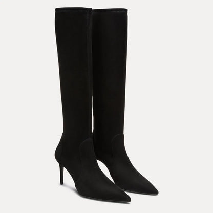 Stuart Power Knee-High Boot 75 - Black Stretch Suede