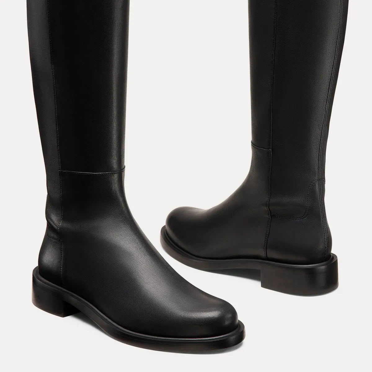 5050 Gisele Knee-High Boot - Black Leather & Microstretch