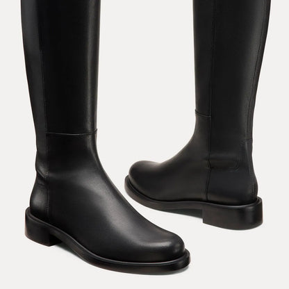 5050 Gisele Knee-High Boot - Black Leather & Microstretch