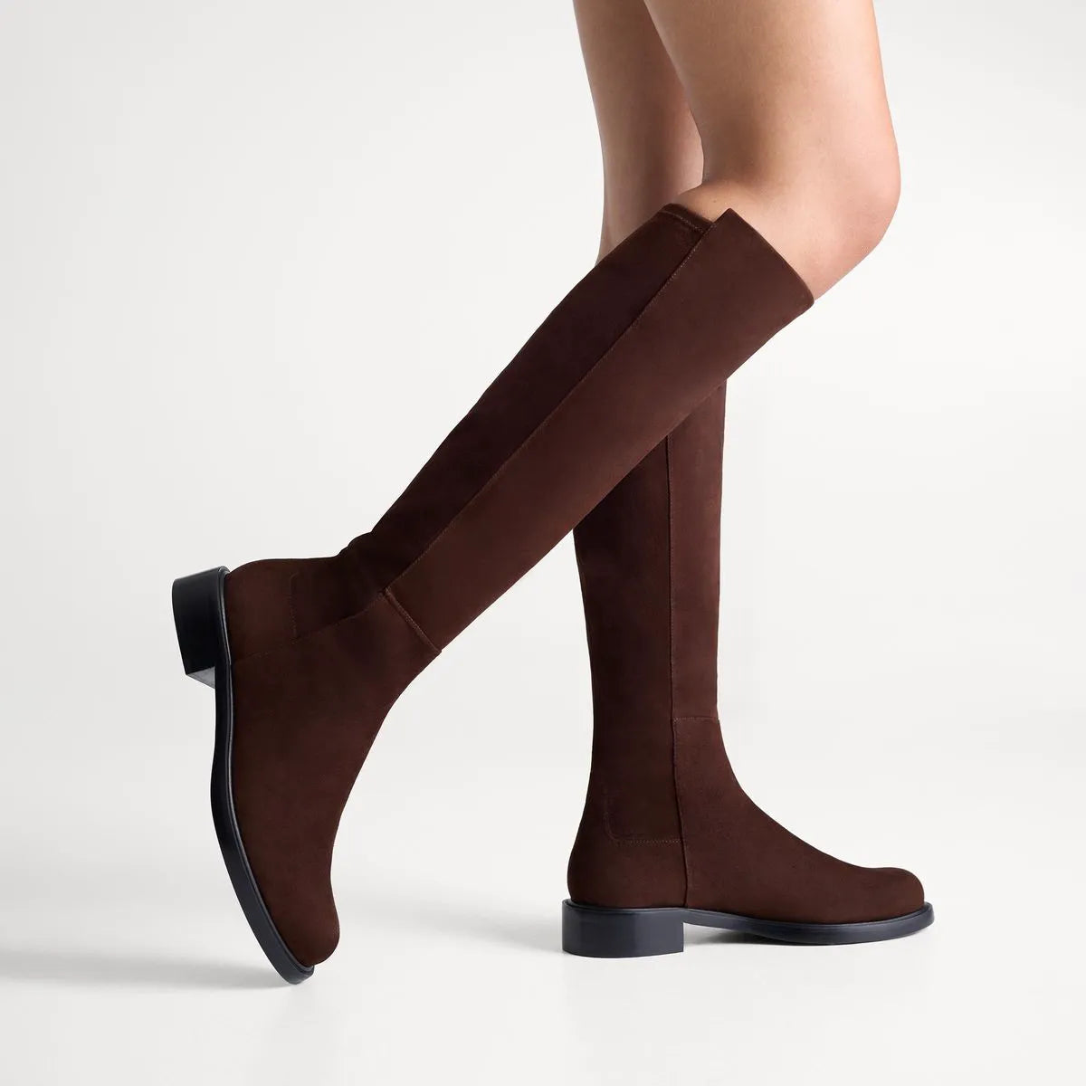 5050 Gisele Knee-High Boot - Black Leather & Microstretch