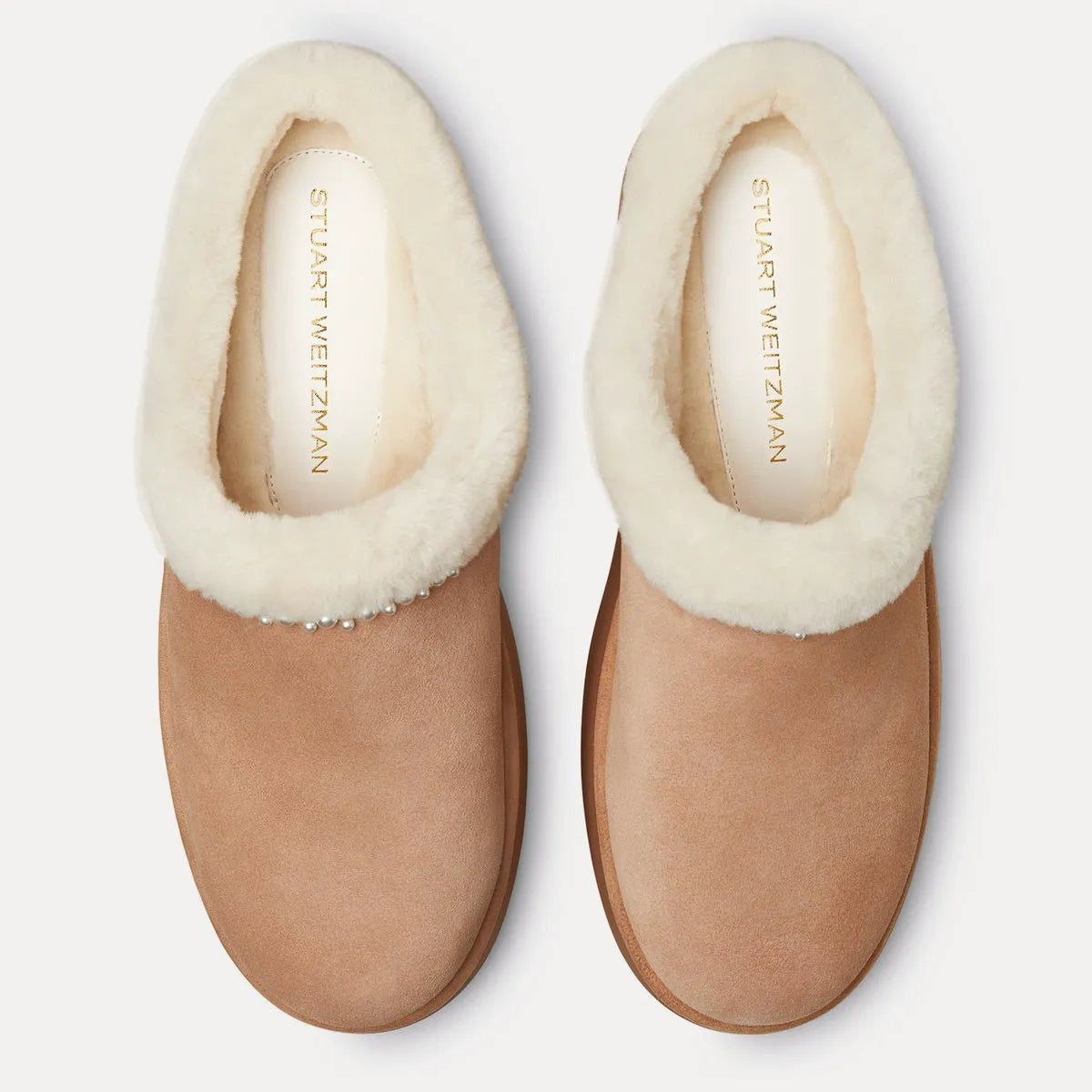Nellie Pearl Flatform Mule - Camel Suede & Cream Shearling