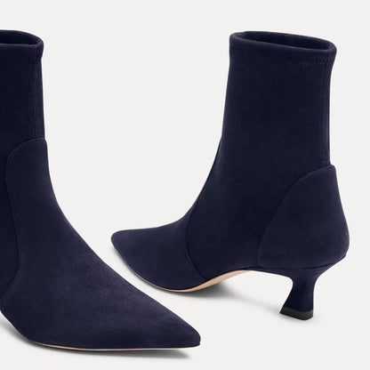 Vinnie Stretch Bootie 50 - Navy Blue Stretch Suede