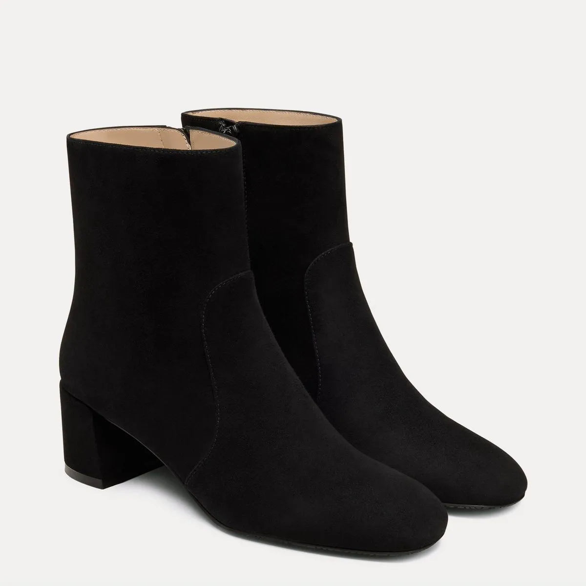 Maeve Zip Block-Heel Bootie - Black Suede
