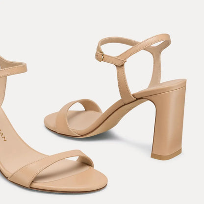 Babette Block-Heel Sandal 85 - Adobe Beige Leather
