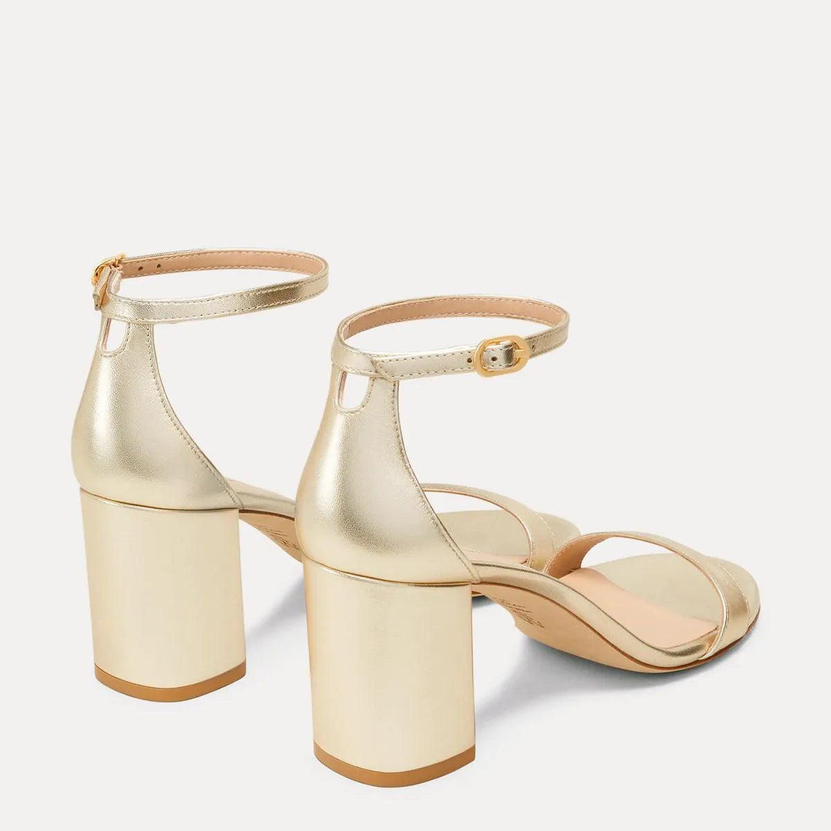 Nudist Block-Heel Sandal 75 - Light Gold Leather