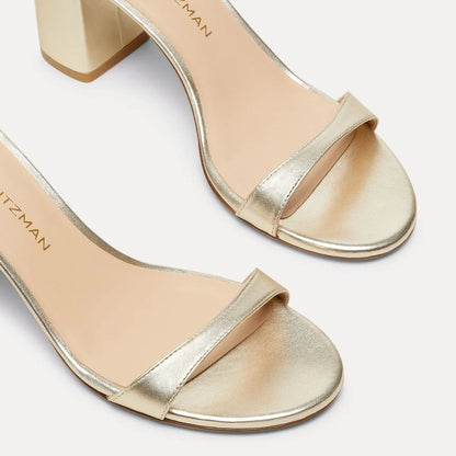 Nudist Block-Heel Sandal 75 - Light Gold Leather