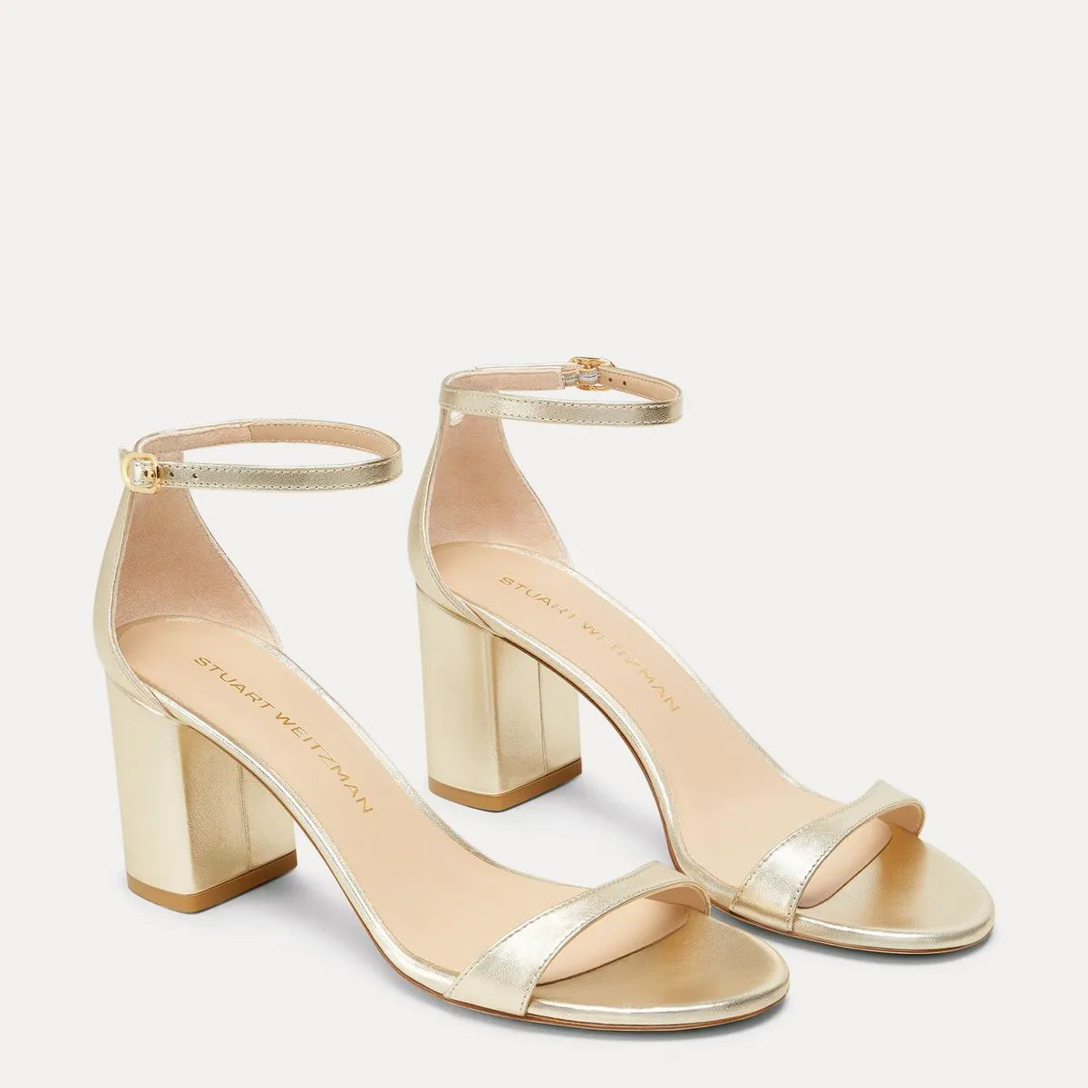 Nudist Block-Heel Sandal 75 - Light Gold Leather